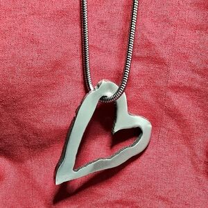 Silver Heart Cutout Pendant Necklace - Women Jewelry